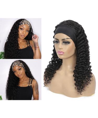 16 Inch Deep Wave Headband Wig | Brazilian Virgin Human Hair | Glueless Curly Wave | 150% Density | Natural Color | Wear and Go Machine Made Wig for Black Women - Buy Online on SooperMarket.com