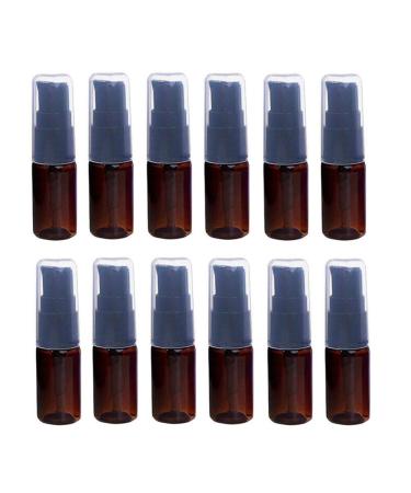 12Pcs 10ml/0.34oz Brown Lotion Pump Bottle with Black Press Pump Head Empty Refillable Makeup Cosmetic Toiletries Liquid Container Dispenser for Emulsion Body Wash Shampoo