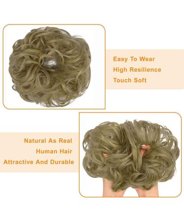 OMGREAT 2PCS Thick Updo Messy Hair Buns Curly Wavy Ponytail Extensions - Ash Blonde Color - Hair Scrunchies for Women and Girls - Buy Online on SooperMarket.com
