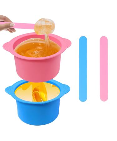 Yungeln 2Pcs Wax Pot Liner Silicone Wax Warmer Liner with 2 Pcs Wax Sticks  Non-Stick Wax Pot Silicone Bowl Replacement Reusable Wax Melt Liners Wax Warmer Liner Bowl for Hair Removal