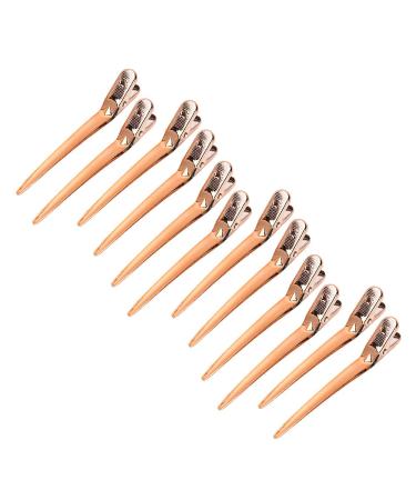 12pcs Rose Gold Hair Clips Hairpin Set - Salon Clamp Grips for Hairdressers | Durable Duckbill Hair Accessories - Buy Online on SooperMarket.com
