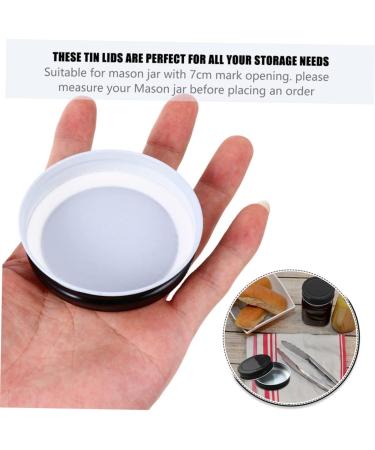 IMIKEYA 16pcs Mason Jar Lids Mason Bottle Lid Canning Jar Caps Sealing Caps Glass Jar Top Metal Lids Black Regular Mouth Mason Jar Lid Bulk Jars Canners for Tinplate Glass Bottle One Body 7.00X7.00X1.50CM Black - Buy Online on SooperMarket.com