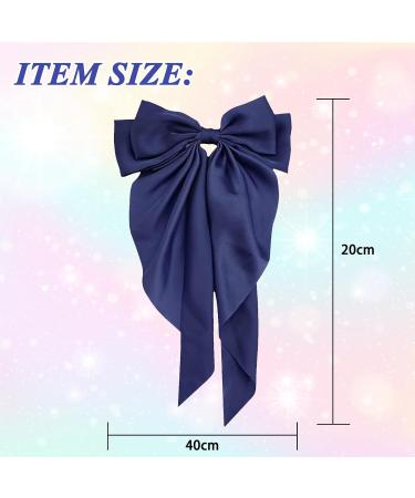 Navy Blue Bow Clips for Women Satin Hair Bow for French Long Tail Elegant and Cute Big Bows for Hair About Solid Soft Hair Accessories Birthday Wedding Party Gifts - Buy Online on SooperMarket.com