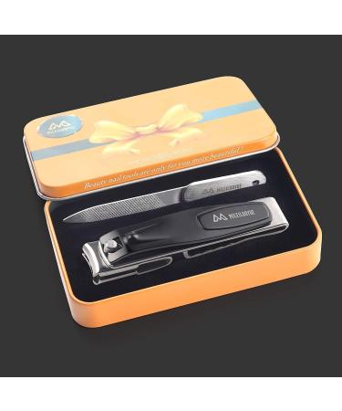 2PC Nail Clipper Set - Stainless Steel Rotary Head for Thick Nails & Nail File | Ideal Gift for Perfect Pedicure - Buy Online on SooperMarket.com