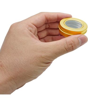 0.5-Ounce Aluminum Tin Jar 15ml Refillable Container with Clear Screw Lid - 12 Pcs Gold Color for Lip Balm, Cream & Cosmetics - Buy Online on SooperMarket.com