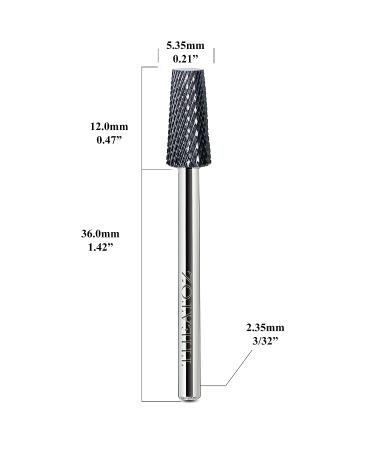 Theatoz Large Tapered Right Hand Nail Drill Bit - Tungsten Carbide Electric File for Gel Polish & Acrylic Powder Removal (Extra Fine Black) - Buy Online on SooperMarket.com