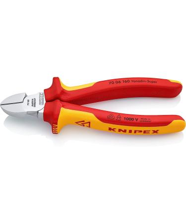 Knipex Diagonal Cutter chrome-plated insulated with multi-component grips VDE-tested 160 mm (self-service card/blister) 70 06 160 SB Multi-component Grips Yellow/Red 1000 V 160 mm chrome-plated on self-service card