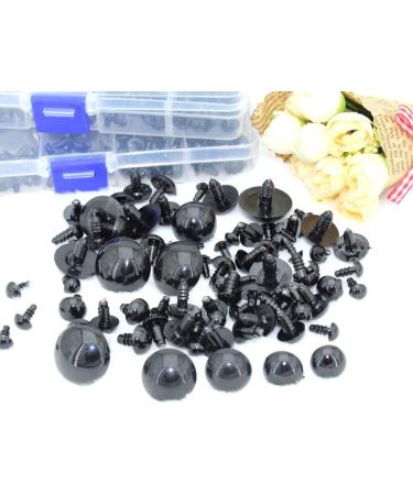 154pcs Black Solid Plastic Safety Eyes with Washers for DIY Crafts - Teddy Bear Dolls, Plush Animals, Puppets - 1Box - 12 Sizes - Buy Online on SooperMarket.com