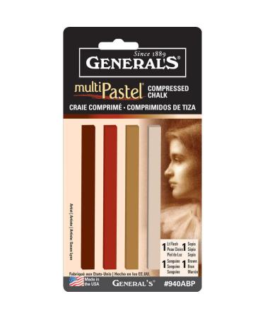 General Pencil Company Compressed Pastel Chalk 4-Pack: Earth Tones