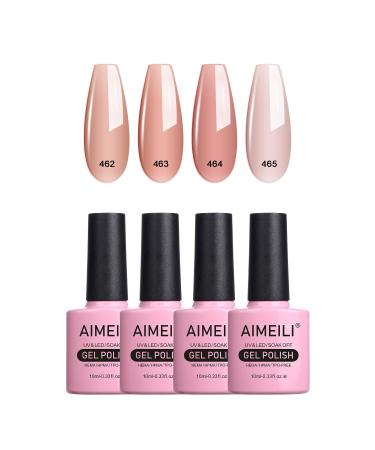 AIMEILI Gel Nail Polish Set Nude Gel Polish Set Soak Off UV LED Glossy Nail Salon Set Gel Varnish Nail Art Manicure Pedicure - Long Lasting & Easy to Apply 4pcs X 10ml - Kit22 KIT4-22 10 ml (Pack of 4)