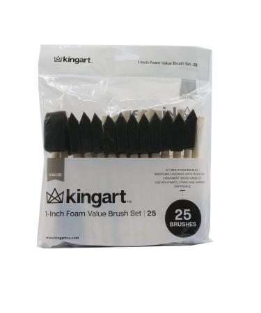 KINGART 1" Foam Brush Value Pack - Set of 25, Black