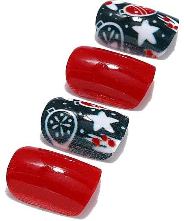 Brishow Christmas Snow Press on Nails - Antler Short Red Fake Nails 24pcs - Buy Online on SooperMarket.com