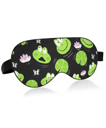 Haskirky Light Blocking Eye Mask Breathable and Adjustable Adult Men and Women Travel on Business Trips Yoga Meditation Light Smooth Comfortable Eye Mask Office Deep Sleep Goodies Cute Green Frogs