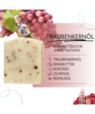 3x Natural Grape Seed Soap - 100% Handmade & Certified - Safe for All Skin Types - Natural Shower Gel - 300g Pack - Buy Online on SooperMarket.com