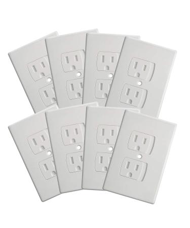8 Pack Upgraded Self Closing Electrical Outlet Covers | Baby proofing Safety Universal Wall Socket Plate | Automatic Sliding Cap Cover Standard Wall Outlet Covers (8 Pack)