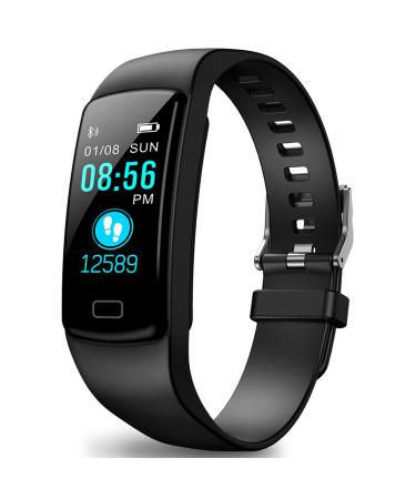 PUBU Fitness Tracker, Heart Rate Monitor Activity Tracker IP68 Waterproof with Sleep Monitor, Health Exercise Fitness Watch Step Counter Pedometer Walking Calories Burned for Women Men for adult Black