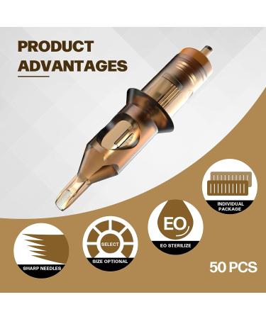 50pcs Assorted Tattoo Cartridge Needles - Curved/Round Magnum Shader - 7RM 9RM 11RM 13RM 15RM - Disposable & Soft Edge - #10 Bugpin RM - EN02-50KIT-T - Buy Online on SooperMarket.com