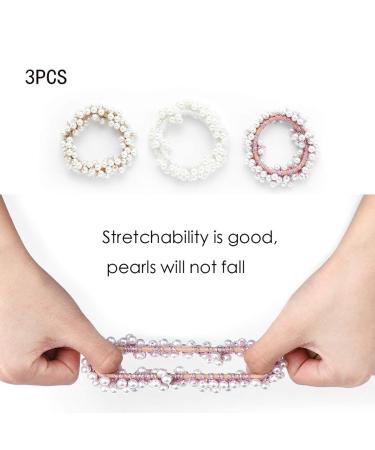 Runmi Hair Ties | 3 Pack Pearl Scrunchies & Beaded Ponytail Holders | Stylish Hair Accessories for Women & Girls - Buy Online on SooperMarket.com