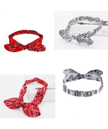 2PCS Red White Paisley Print Bandana Headband Set for Girls and Women - Buy Online on SooperMarket.com