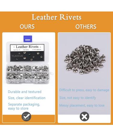 240 Sets TLKKUE Leather Double Cap Rivets - DIY Leather Craft Kit for Bags, Clothes, Shoes, Belts - Silver Decorative Rivets - Buy Online on SooperMarket.com
