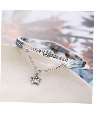 MAGICLULU Star Hand Jewelry Gemstone Bracelets Cuff Bracelet Sun and Moon Bracelet Star Women Bracelet Womens Bracelets Bracelet for Women Crystal Bead Bracelet Pendant Miss Vintage Silver 19.5*1.2cm - Buy Online on SooperMarket.com