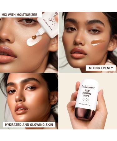 Bronzing Drops for Face & Body | Liquid Glow Illuminator | Waterproof Shimmer Oil | Nourishing Champagne Highlighter - Buy Online on SooperMarket.com