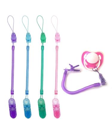 Zuroki pacifier chain made of silicone 4-pack pacifier pacifier chain boys and girls pacifier clip chain keeps pacifier clean soft flexible durable-high robustness