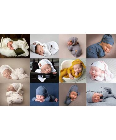 Newborn Baby Photo Shoot Props Crochet Outfit Set - Gray Long Tail Hat and Pants | Photography Accessories for Boys and Girls - Buy Online on SooperMarket.com