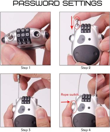 Buy Steel Wire Cable Lock for Motorcycle & Bicycle | Universal Combination Lock for Luggage & Locker (Black) - Buy Online on SooperMarket.com