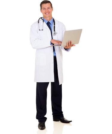 Figura Elevar Deals Men's Professional Lab Coat - 40 Inch Kick Pleat Doctor Coat (X-Large) - Buy Online on SooperMarket.com