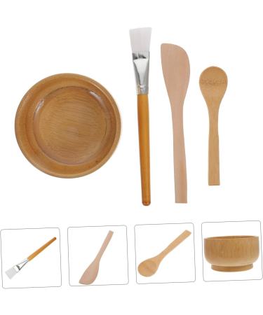 Mikinona 1 Set Four Piece Facial Mask Bowl DIY Facial Mask Tools Facial Mask Mixing Tools Makeup Kit Beauty Mask Facial Kit Skin Mask DIY Bowl Tool Mask Applicator Wooden - Buy Online on SooperMarket.com