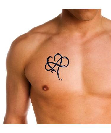 Long-Lasting Tattoo Ink: Big Heart & Infinity Symbol Design (Navy Blue) - 4 Sheets, Semi-Permanent for Chest, Neck, and Arms - Buy Online on SooperMarket.com