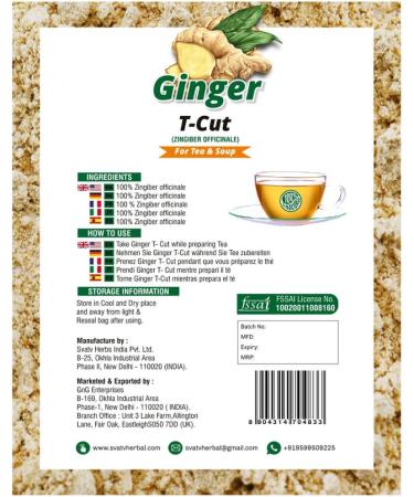 SVATV Ginger Loose tea Cut granules | Loose Leaf Herbal Tea | Boosts immunity | Excellent for tea coffee Pastries & cooking - 100g 3.52 oz 0.22 Lbs - Buy Online on SooperMarket.com