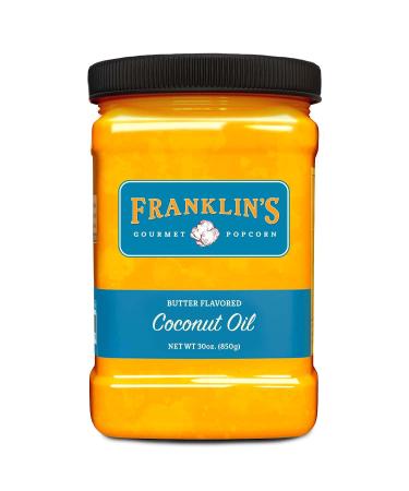 Franklins Gourmet Popcorn Butter Flavored Coconut Oil - 30 oz. Tub - Delicious, Healthy, Zero Trans Fat - Gluten Free/Vegan Popcorn Oil - Authentic Movie Theater Taste  Made in USA 30 Ounce (Pack of 1)