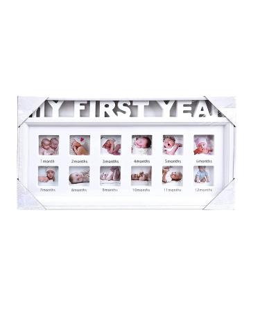 Baby's First Year Photo Frame - Newborn Keepsake for 12 Months, Nursery Decor and Mother's Day Gift in White - Buy Online on SooperMarket.com