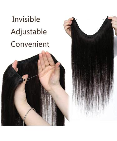 Wire In Hair Extensions One Piece 20inch #1B Natural Black 100% Real Remy Human Hair Natural Invisible - Buy Online on SooperMarket.com