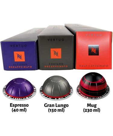 Nespresso Vertuo Coffee Capsules - Altissio Decaffeinato Fortado Decaf and Half Caffeinato 3 Boxes (30 Pods) Bundled with Border Biscuits Selection & Giftable Tote Bag - Buy Online on SooperMarket.com