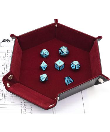 Folding Hexagon Dice Tray with Red Velvet Rolling Surface - Perfect for DND Dice Games and Storage - Buy Online on SooperMarket.com