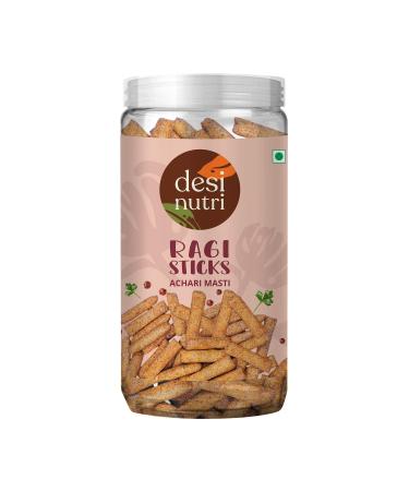 Desi Nutri Ragi Sticks Achari Masti | Ready to Eat Ragi Sticks Achari Masti | Snacks | Ragi Sticks Achari Masti - 120 GMS | Rich in Iron & Protein