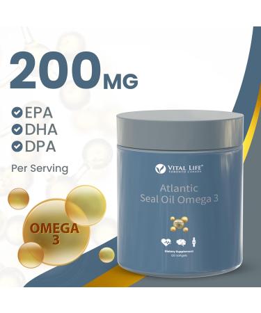 Atlantic Seal Oil Omega 3 1000mg Capsules - Made In Canada Rich in DHA DPA EPA - Natural Supplement to Support Heart Health & Manage Cholesterol Level - Alternative to Cod Liver & Krill Oil - 120 softgels - Buy Online on SooperMarket.com