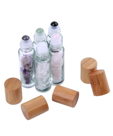 Constore Gemstone Roller Bottles - 5 PCS 10ML Refillable Roll On Bottles with Healing Crystal Chips - Ideal for Perfumes and Aromatherapy Oils - Buy Online on SooperMarket.com
