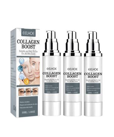 3Pcs EELHOE Collagen Boost Anti-Aging Serum  EELHOE Collagen Boost Serum  Collagen Boost Cream  Anti Aging Serum For Women  Collagen Boost for Face with Hyaluronic Acid(90ml)