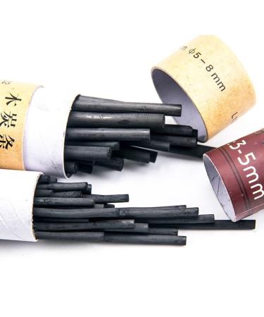 XHBTS 50 Pcs Willow Charcoal  Soft  Black Charcoal Sticks for Drawing  Sketching  and Fine Art  Willow Sketch Charcoal Pencils for Drawing -2 Box 3-5mm 5-8mm