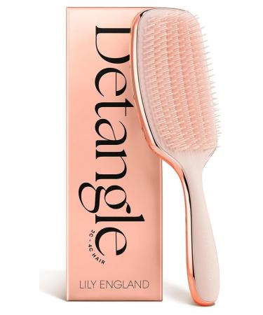 Lily England Curly Hair Brush for Detangling & Styling - Pain-Free Afro Hairbrush for Wet & Dry Hair With Flexible Bristles - Ideal Detangle Hair Brush for Curly Hair Women 3c to 4c Hair Rose Gold