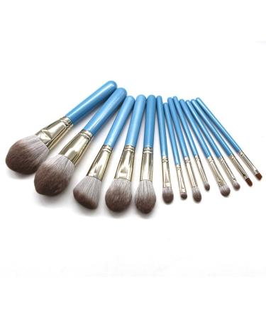 13 Makeup Brush Set Granny Gray Solid Wood Handle Makeup Tool High end Beauty Brush As shown Blue