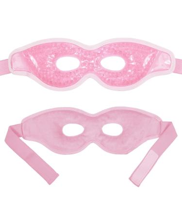 Heyu-Lotus Cooling Eye Mask - 2 Reusable Gel Masks for Dark Circles Swollen Eyes & Migraine Relief (Pink) - Buy Online on SooperMarket.com