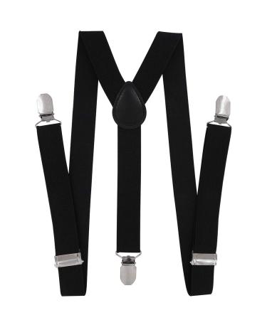 Axy children young braces -y shape wide 2.5 cm with 3 strong clips can be combined with fly - uni colors HTK25-1 for boys (7 - 12 years old) black