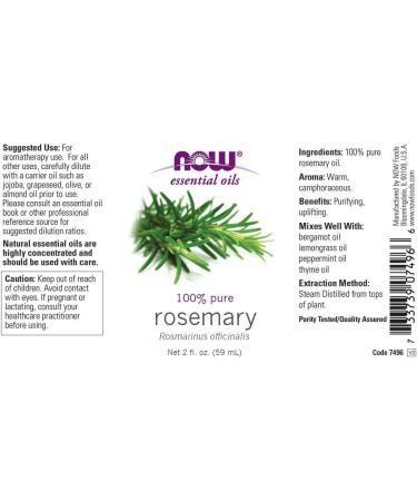 NOW Rosemary Essential Oil 2oz - 100% Pure & Natural Aromatherapy Oil - Buy Online on SooperMarket.com