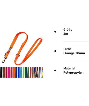 Adjustable Double Dog Leash for Large Dogs - 5m Orange (20mm) | Durable & Versatile - Buy Online on SooperMarket.com