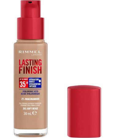 Rimmel London - Lasting Finish 35 Hour Foundation Long-Wearing Hydrating Vegan Formula Full-Coverage - Soft Beige 1 count (Pack of 1) Soft Beige - 201 - Buy Online on SooperMarket.com